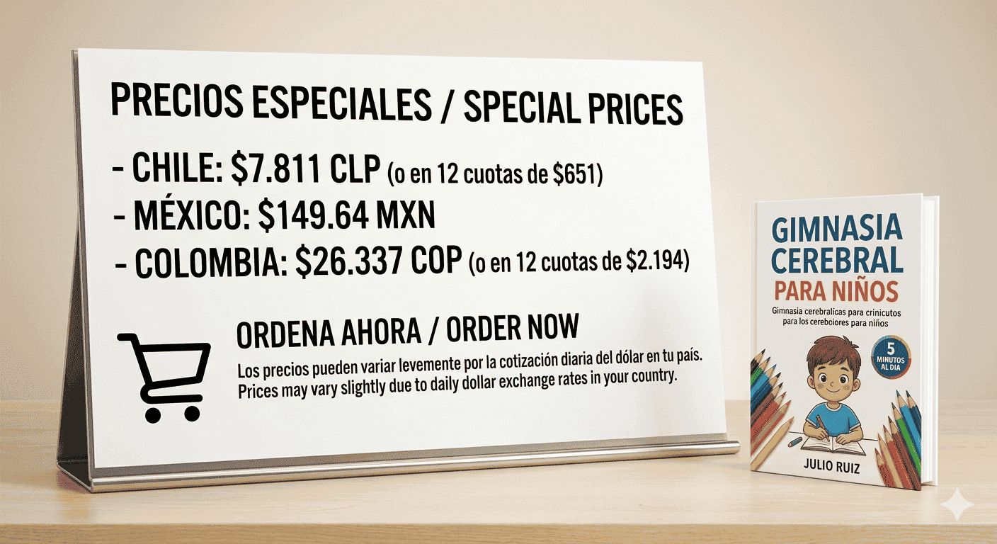MOCKUP CON PRECIOS DEL EBOOK POR PAIS CON FONDO DE LIBRO CEREBRO ENFOCADO